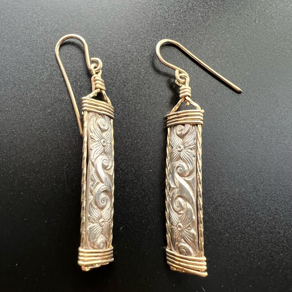 Elegant Gold and Silver Dangle Earrings